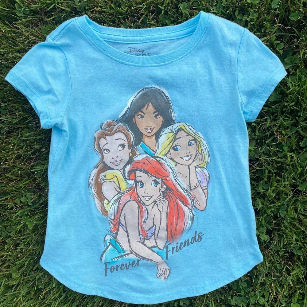 NWOT Girls' Disney Princess 'Forever Friends' Short Sleeve Graphic T-Shirt (XS) - Picture 1 of 4
